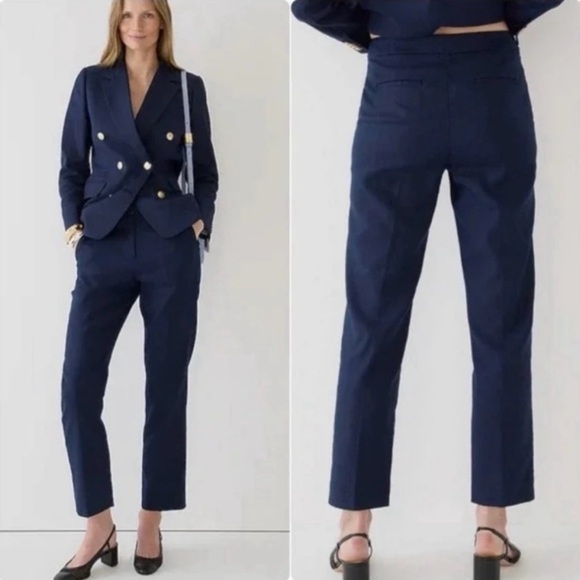 J.Crew Kate Straight-leg Navy Blue 
Pant In Stretch Linen Blend
Trousers Size 2P - Picture 1 of 14